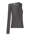 Courrèges Striped Mesh Top In Black