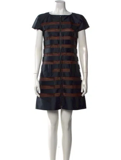 Pre-owned Courrèges Striped Mini Dress In Black
