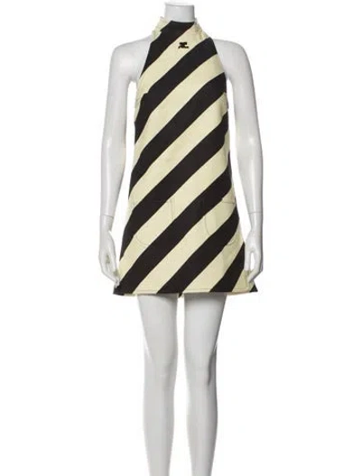 Pre-owned Courrèges Striped Mini Dress In Multi