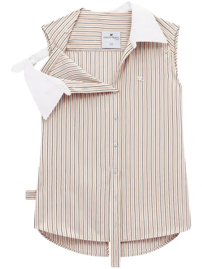 Courrèges Striped Shirt In Brown