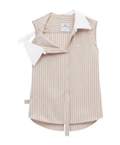 Courrèges Striped Shirt In Nude