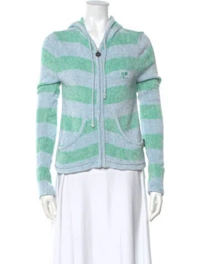 Pre-owned Courrèges Striped V-neck Sweater In Blue