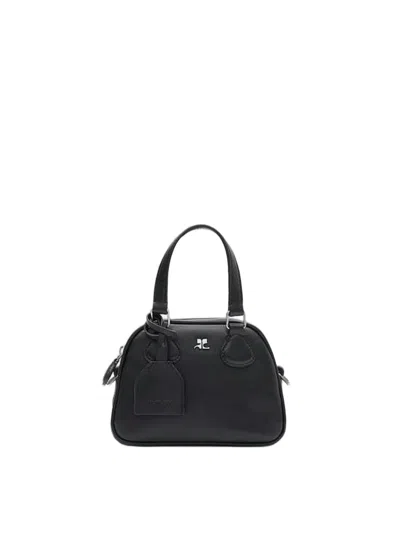 Courrèges Structured Black Calf Leather Tote Bag