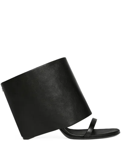 Courrèges Leather Wedge Mules In Black
