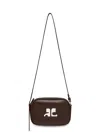 Courrèges Structured Brown Calf Leather Camera Bag With Detachable Strap In Brown