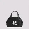 Courrèges Structured Calf Leather Shoulder Bag With Logo Detail In Black