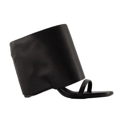 COURRÈGES STRUCTURED CALFSKIN ANKLE-WRAP SANDALS BY COURRÈGES