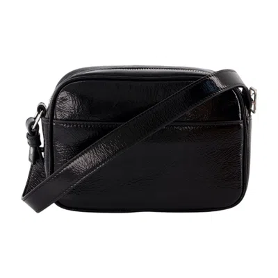Courrèges Structured Calfskin Crossbody Bag In Black