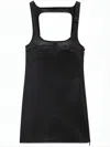 Courrèges Structured Midi Dress With Subtle Sheen And Square Neckline In Black