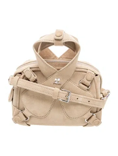 Pre-owned Courrèges Suede Crossbody Bag In Neutrals