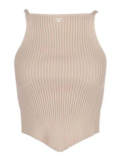 Courrèges Top In Maglia In Beige
