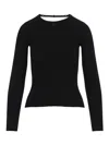 Courrèges Rib Knit Sweater With Bare Shoulders In Black