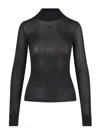 Courrèges Logo Embroidered High Neck Top In Black