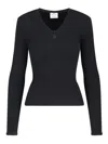 Courrèges Slash Asymmetric Ribbed-knit Sweater In Black