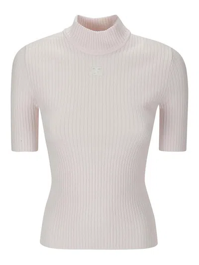 Courrèges Knit Ss Jumper In White