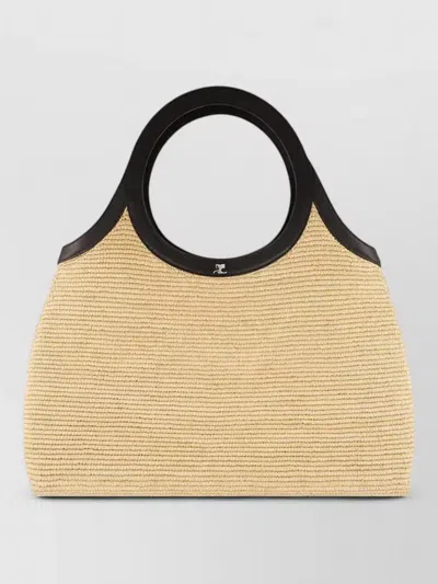 Courrèges Summer Raphia Tote Bag Leather Handles