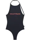 Courrèges Sunset Tech Jersey Open Back Bodysuit In Black