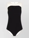 Courrèges Sunshiel Bodysuit Contrast Panels Sheer Design In Black