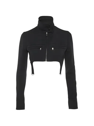 Pre-owned Courrèges Suspender Cropped Jacket In Black