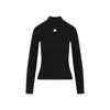 Courrèges Black Reedition Rib Knit Mock Neck Sweater