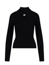 Courrèges Reedition Ribbed Sweater In Black