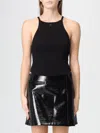Courrèges Fitted Sleeveless Top With Ribbed Texture And Subtle Logo In Black