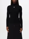 Courrèges Black Reedition Rib Knit Mock Neck Sweater In Black