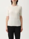 Courrèges White Ribbed Sweater In Cotton And Wool In Neutral