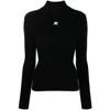 Courrèges Black Reedition Rib Knit Mock Neck Sweater In Black