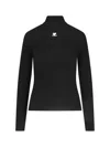 Courrèges Logo Turtleneck Sweater In Black