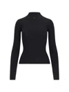 Courrèges High-neck Sweater In Black Cotton And Wool Blend