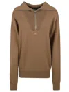 Courrèges Beige Wool Zip Sweater In Beige