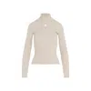 Courrèges Cappuccino Roll Neck Ribbed Jumper In Beige