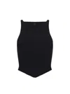 Courrèges Mockneck Light Rib Cropped Top In Black