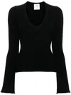 Courrèges Logo-appliqué Ribbed Jumper In Black
