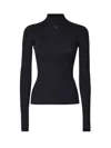 Courrèges High-neck Sweater In Black Cotton And Wool Blend In Black