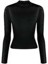 Courrèges Black High Neck Top In Black