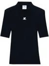 Courrèges Reedition Logo-patch Knitted Top In Blue