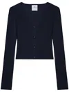 Courrèges Ribbed V-neck Cropped Knitwear In Blue
