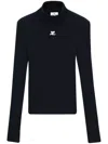 Courrèges Logo-embroidered Ribbed Sweater In Blue