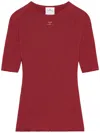 Courrèges Ribbed Cotton-merino Wool Crewneck Knitwear In Grenat
