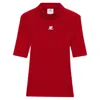 Courrèges Reedition Short Sleeves Ribbed Knitted Sweater Clothing In Red