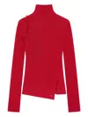 Courrèges Button-embellished Ribbed Turtleneck Sweater In Red