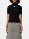 Courrèges Black Reedition Short Sleeves Rib Knit Sweater In Blau