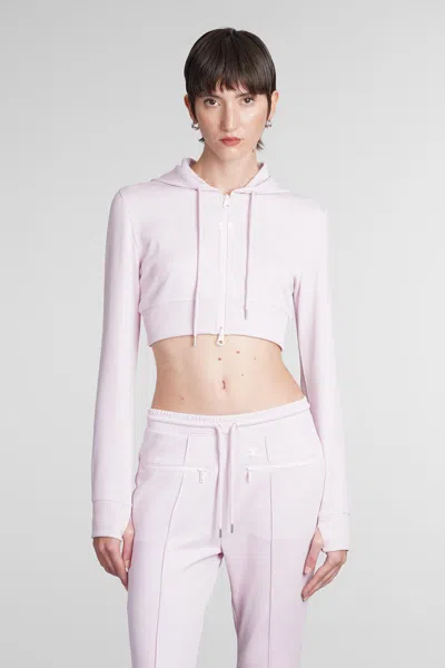 Courrèges Cropped Hooded Track Jacket In Pink