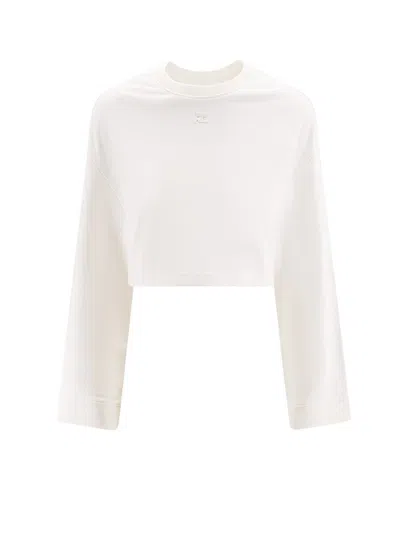 Courrèges Cropped Sweatshirt In White