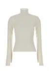 Courrèges Courreges Turtleneck Sweater In Black Viscose Blend In White