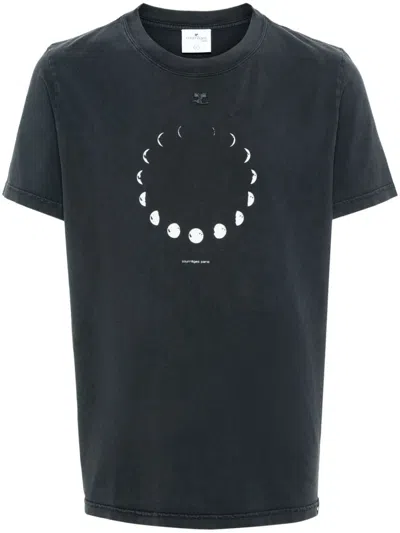 Courrèges Logo-patch Cotton T-shirt In 灰色