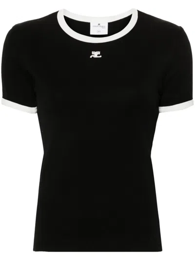 Courrèges Signature Contrast T-shirt In Black