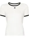 Courrèges Fitted White T-shirt With Contrasting Ribbed Trim In White